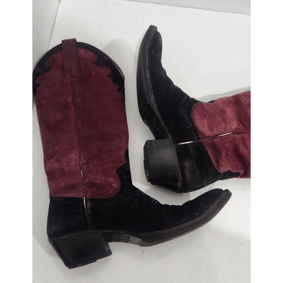 Anderson Bean 4170C Suede Cabernet Black Womens Western Boots Size 4 Made In USA - Picture 5 of 14